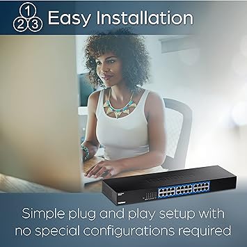 TRENDnet 24-Port Gigabit Switch, TEG-S25, 24 x Gigabit RJ-45 Ports, 48Gbps Switching Capacity, Fanless Design, Metal Enclosure, Internal Power Supply, Lifetime Protection, Black