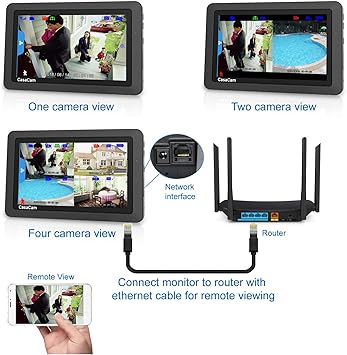CasaCam VS1002 Wireless Security Camera System with HD Spotlight Cameras and 7" Touchscreen Monitor (2-cam kit)