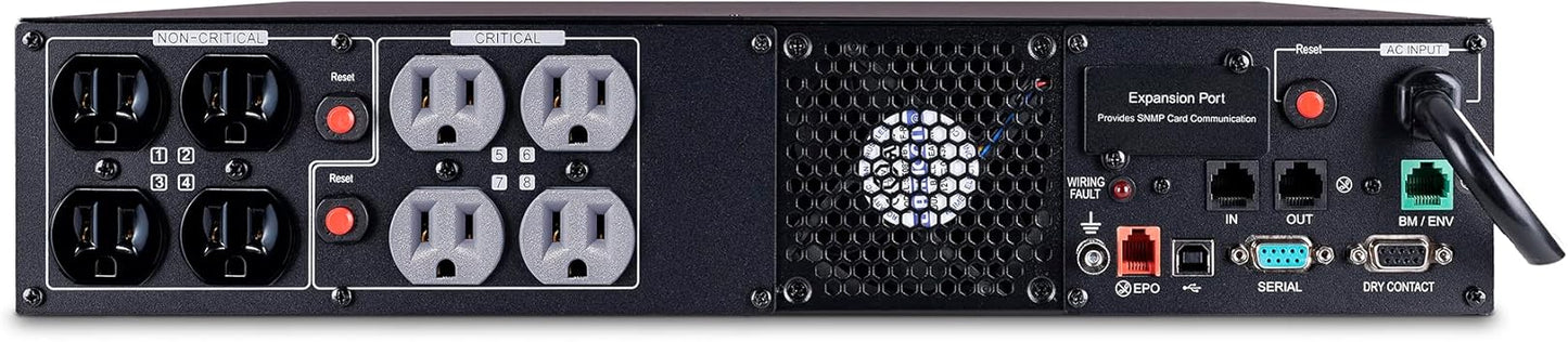 CyberPower PR1500RT2U Smart App Sinewave UPS System, 1500VA/1500W, 8 Outlets, 2U Rack/Tower, AVR
