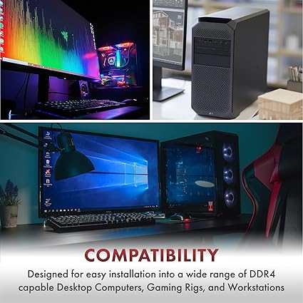 A-Tech 64GB (4x16GB) DDR4 2133 MHz UDIMM PC4-17000 (PC4-2133P) CL15 DIMM 2Rx8 Non-ECC Desktop RAM Memory Modules