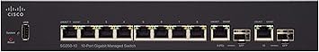 CISCO DESIGNED SG350-10 Managed Switch with 10 Gigabit Ethernet (GbE) Ports with 8 Gigabit Ethernet RJ45 Ports Plus 2 Gigabit Ethernet Combo SFP, Limited Lifetime Protection (SG350-10-K9-NA)