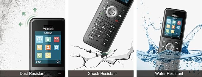 Yealink W59R Cordless Ruggedized DECT IP Phone, Base Station Not Included, 1.8-Inch Color Display, Power Adapter Included