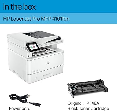 HP Laserjet Pro MFP 4101fdn Printer, Print, scan, Copy, fax, Fast speeds, Easy Setup, Mobile Printing, Advanced Security, Best for Small Teams, Ethernet/USB only