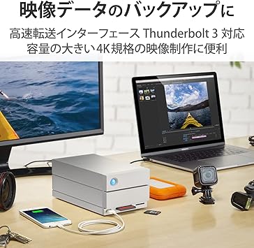 LaCie 2big Dock RAID 28TB External RAID Hard Drive HDD with SD Card CF Card Slots, for Mac and PC Desktop Data Redundancy Thunderbolt 3 USB-C USB 3.0, 1 Month Adobe CC, Data Recovery (STGB28000400)