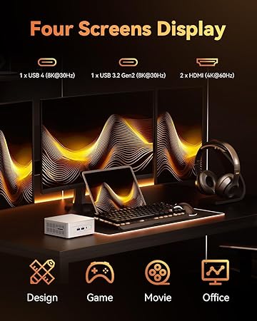 GEEKOM AE7 Mini PC, AMD Ryzen 9 7940HS Processor AI Mini Computer(8C/16T, up to-5.2GHz), 32GB DDR5 RAM & 1TB PCIe 4.0 SSD, Windows 11 Pro Mini Desktop PC with Work, Game, 8K, 2.5GLAN, WIFI6E, BT5.2