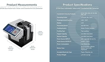 AccuBANKER D700 Multi Currency Duo Automatic Value Counting with 8-Point Counterfeit Bill Detector, Multi-Orientation Bill Feeding, Currency Detection USD & Euro, Commercial Grade