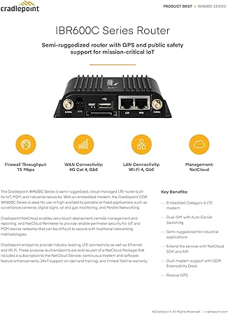 Cradlepoint IBR600C-150M-bundle 4G LTE Cat 4 w/ 3G Fallback Router