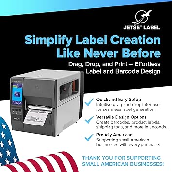 JetSet Label Zebra ZT231 (Zebra ZT230 Replacement) | Thermal Transfer & Direct Thermal 203 DPI | ZT23142-T01000FZ | USB, Serial, Ethernet, Bluetooth Connectivity, Tear Bar