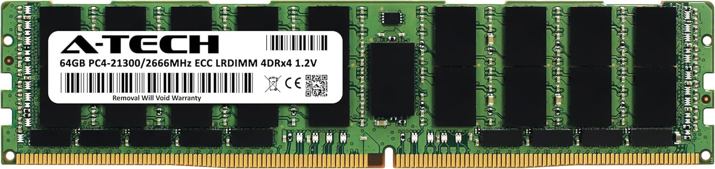 A-Tech 64GB RAM Replacement for Hynix HMAA8GL7AMR4N-VK | DDR4 2666MHz PC4-21300 (PC4-2666V) 4DRx4 (4Rx4) 1.2V ECC LRDIMM Load Reduced DIMM 288-Pin Memory Module