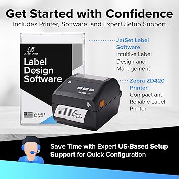 Zebra ZD420 / ZD420d Direct Thermal Desktop Printer 203 dpi Print Width 4 in USB Ethernet ZD42042-D01E00EZ | Includes Label Software