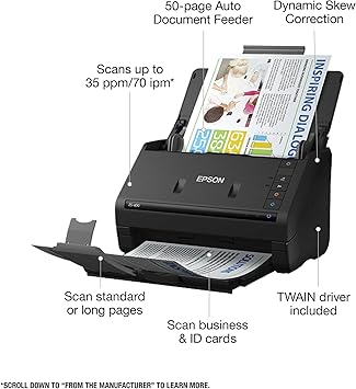 Epson WorkForce ES-400 Colour Duplex Document Scanner for PC and Mac, Auto Document Feeder (ADF)