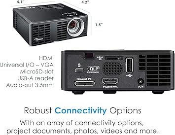 Optoma ML750 WXGA 700 Lumen 3D Ready Portable DLP LED Projector with MHL Enabled HDMI Port, White