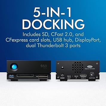 LaCie 1big Dock 2TB External Solid State Drive Desktop SSD – Thunderbolt 3 FireCuda NVMe SSD up to 2800 MB/s for Mac and PC Desktop, Data Recovery (STHW2000800)
