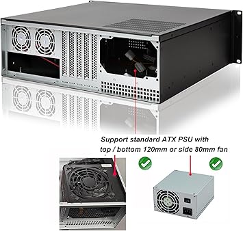 RackChoice 3u Rackmount Server Chassis MATX/Mini-ITX 3x5.25 Support ATX PSU with Either top/Bottom or Side Cooling and SFX PSU (Need to use The ATX to SFX braccket in Screw Box)