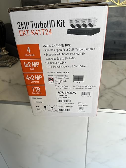 Hikvision EKT-K41T24 4CH 2MP DVR Kit / 4 X 2MP Outdoor IR Turret Cameras / 1 TB HDD