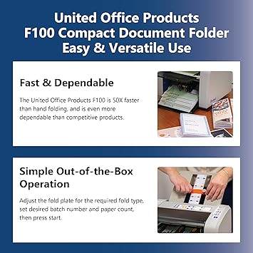 United Office Products F100 Automatic Paper Folder, 200 Sheets, Letter and Legal Size