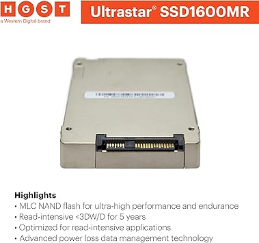 HGST Ultrastar SSD1600MR HUSMR1616ASS200 1.60 TB 2.5" Internal Solid State Drive - SAS - 1.07 GBps Maximum Read Transfer Rate - 700 MBps Maximum Write Transfer Rate - 130000IOPS Random 4KB Read - 30000IOPS Random 4KB Write - 0B31079