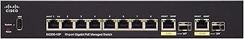 Cisco SG350-10P Managed Switch | 10 Gigabit Ethernet (GbE) Ports | 8 Gigabit Ethernet RJ45 Ports | 2 Gigabit Ethernet Combo SFP | 62W PoE | Limited Lifetime Protection (SG350-10P-K9-NA)