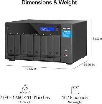 QNAP TVS-h874X-i9-64G-US 8 Bay High-Speed Desktop NAS with 12th Gen Intel® Core™ CPU, 64GB DDR4 RAM, 10GbE & 2.5 GbE Networking and PCIe Gen 4 expandability (Diskless)