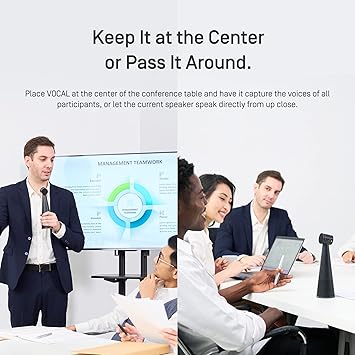 IPEVO Vocal AI Beamforming Bluetooth Speakerphone for Conferencing, Video Calls, Online Meetings, Hybrid Work, Meeting Rooms, Microphone with Noise Reduction