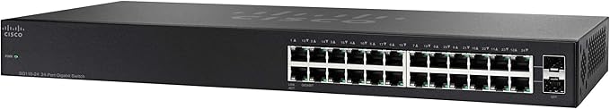 Cisco SG110-24 Unmanaged Switch, 24 Gigabit Ethernet (GbE) Ports, 2 Combo Mini-GBIC SFP, Limited Lifetime Protection (SG110-24-NA)