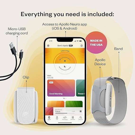 Apllo Neuro - Personalized Natural Sleep and Stress Aid Wearable - Vagus Nerve Stimulator - Vibration Touch Therapy - Find Focus, Relaxation, Recovery, Wellness & Performance | Twilight