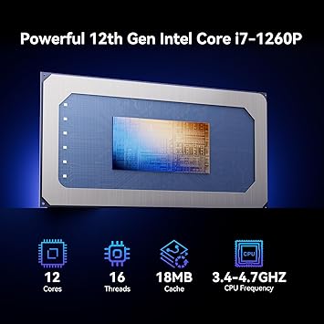 NUC for Intel NUC12 Pro Wall Street Canyon NUC12WSHi7 Mini PC, Core i7-1260P 12-Cores, 16 Threads, 18MB Cache, Upto 4.7GHz Turbo, 16GB RAM, 512GB SSD, Win 11 Pro