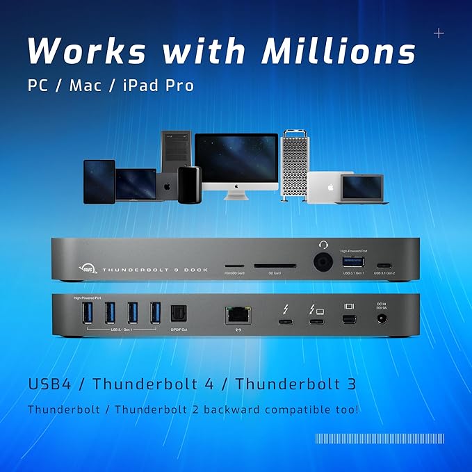 OWC 14-Port Thunderbolt 3 Dock with Cable, Compatible with Windows PC and Mac, Space Gray