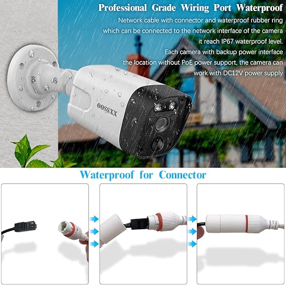 (4K/8.0 Megapixel & 130° Ultra Wide-Angle) 2-Way Audio PoE Outdoor Home Security Camera System, 8 Wired Outdoor Video Surveillance IP Cameras System 4TB