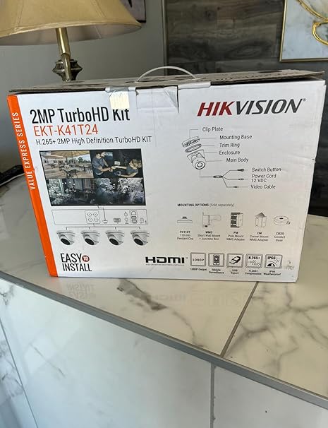 Hikvision EKT-K41T24 4CH 2MP DVR Kit / 4 X 2MP Outdoor IR Turret Cameras / 1 TB HDD