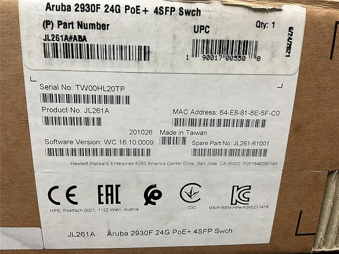 2930F-24G-POE 4SFP Switch (JL261A)