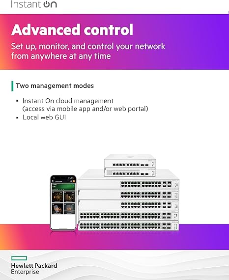 HPE Networking Instant On Switch Series 1930 24-Port Gb Smart-Managed Layer 2+ Ethernet Switch | 24x 1G | 4X SFP+ | US Cord (JL682A#ABA)
