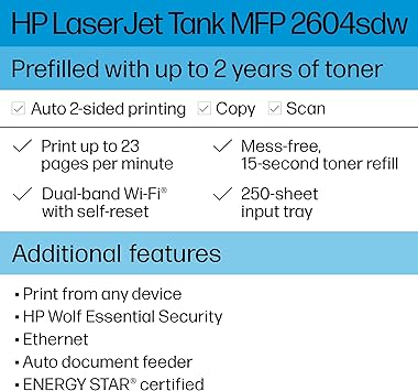HP Laserjet Tank MFP 2604sdw Printer white 16.5 x 13.6 x 12.26