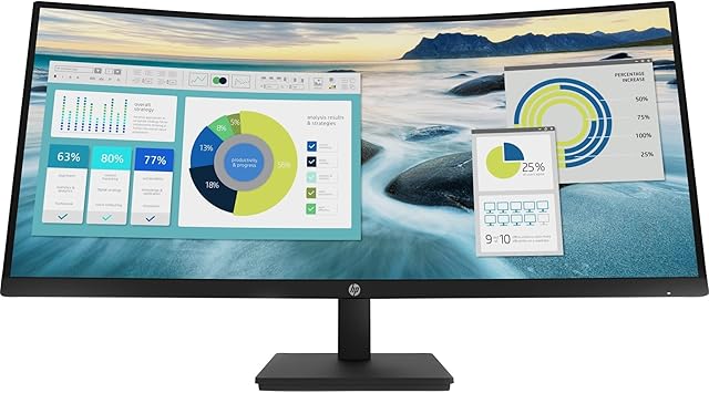 HP P34HC G4 34" WQHD Curved Screen Edge LED LCD Monitor - Vertical Alignment - 3440 x 1440-250 Nit - 100 Hz RR - HDMI - Display Port - Black