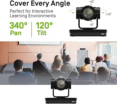 IPEVO VC-Z4K UHD 4K PTZ Camera: 1/2.8" HD CMOS, 12X Optical Zoom, AI AutoTracking, HDMI/USB-C, LAN, PoE. Ideal for Education, Video Conferencing, Church, Live Streaming on YouTube, OBS, Zoom - Black