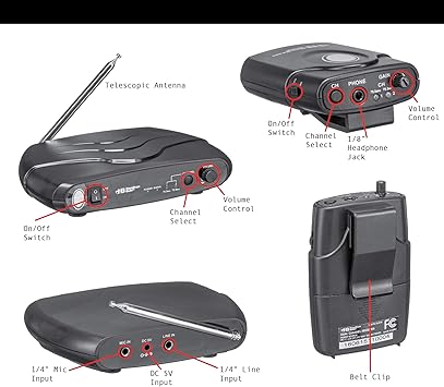 Hamilton Buhl Assistive Listening Dual Frequency System ALS700 with Transmitter, 6 Receivers & Earbuds, Carry Case