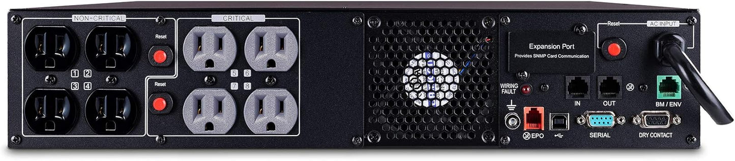 CyberPower PR1500RT2U Smart App Sinewave UPS System, 1500VA/1500W, 8 Outlets, 2U Rack/Tower, AVR