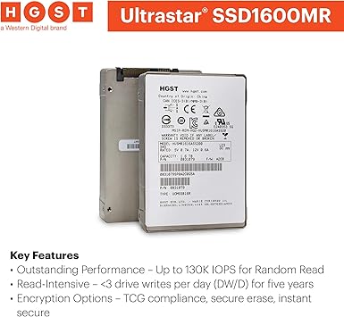HGST Ultrastar SSD1600MR HUSMR1616ASS200 1.60 TB 2.5" Internal Solid State Drive - SAS - 1.07 GBps Maximum Read Transfer Rate - 700 MBps Maximum Write Transfer Rate - 130000IOPS Random 4KB Read - 30000IOPS Random 4KB Write - 0B31079