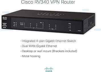 Cisco RV340 VPN Router | 4 Gigabit Ethernet (GbE) Ports | Dual WAN | Limited Lifetime Protection (RV340-K9-NA)
