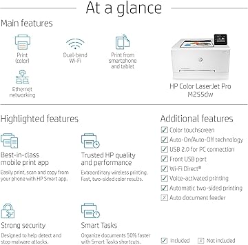 HP Color LaserJet Pro M255dw Wireless Laser Printer, Remote Mobile Print, Duplex Printing, Works with Alexa (7KW64A)