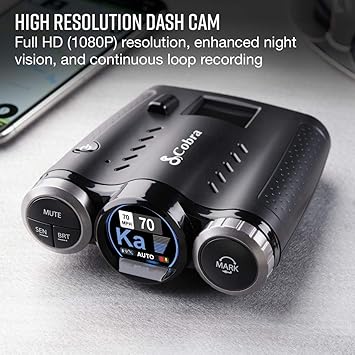 COBRA Road Scout Dash Cam and Radar Detector, WiFi, Bluetooth, iRadar Compatible, HD 1080P Dash Camera for Cars, Heavy Duty EZ Mag Mount, Connects with iRadar App, Black