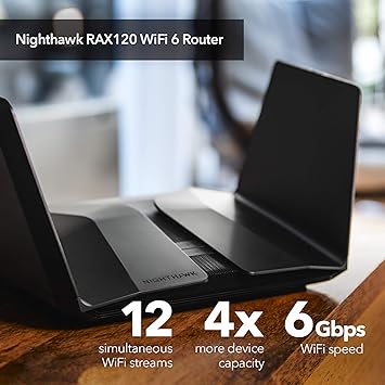 NETGEAR Nighthawk AX12 12-Stream WiFi 6 Router (RAX120) - AX6000 Wireless Speed (up to 6Gbps) | Coverage for Large-to-Very Large Homes | 4 x 1G and 1 x 2.5/5G Ethernet Ports | 2 x 3.0 USB