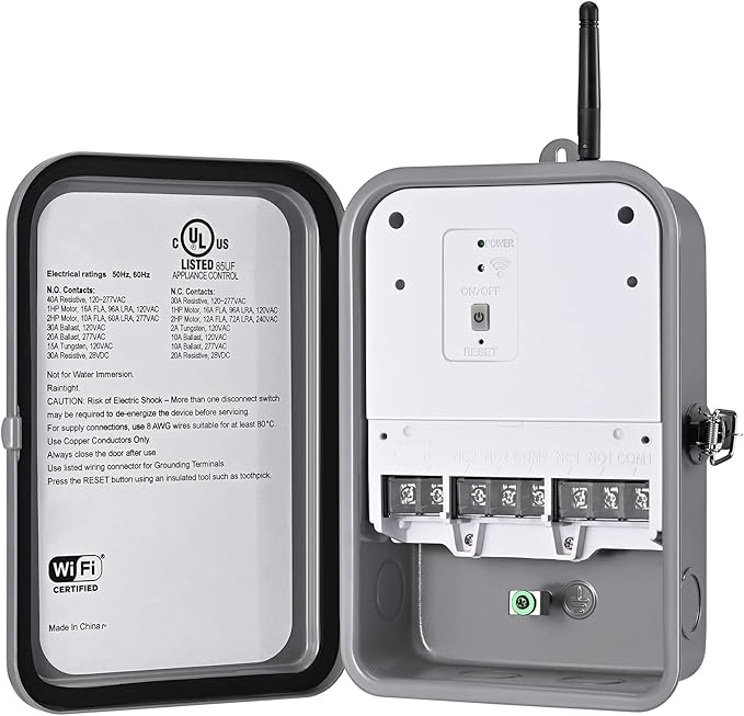 DEWENWILS Outdoor Smart Wi-Fi Outlet Box, Heavy Duty 40A 120VAC 2HP Wireless Controller Timer Switch for Pool Water Heater SPA, Compatible with Smart Phone, Alexa, UL Listed