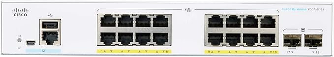 Cisco Business CBS250-16P-2G Smart Switch | 16 Port GE | PoE | 2x1G SFP | Limited Lifetime Protection (CBS250-16P-2G) (CBS250-16P-2G-NA)