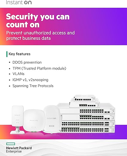 HPE Networking Instant On Switch Series 1830 48-Port Gb Smart-Managed Layer 2 Ethernet Switch | 48x 1G | 4X SFP | Fan-Less | US Cord (JL814A#ABA)