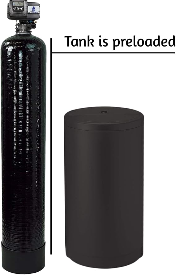 Fleck Whole House Water Softener System 5600sxt Digital Meter Grain-Includes Valve & brine Tank with Safety Float (48k 1 Inch Bypass, Black Fine Mesh Resin)