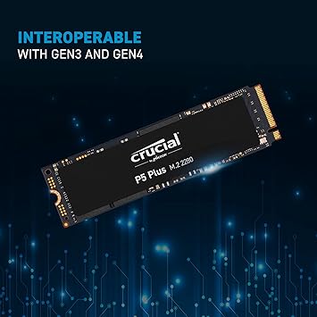 Crucial P5 Plus 2TB PCIe Gen4 3D NAND NVMe M.2 SSD, up to 6600MB/s - CT2000P5PSSD8,Black