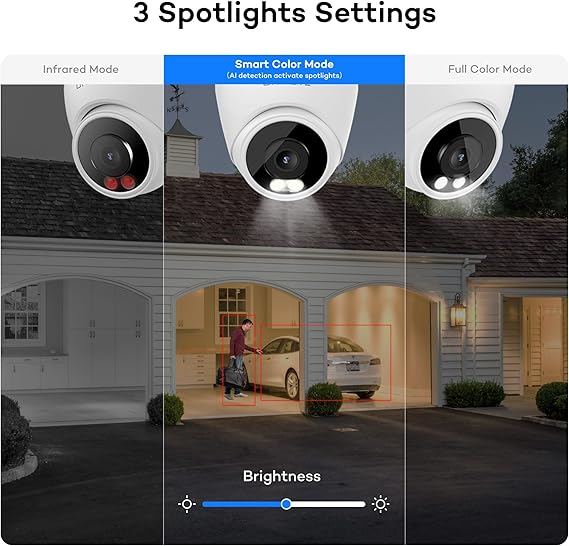 ONWOTE Wired 4K NVR Security Camera System PoE, Human Vehicle Detection Smart Color Night Vision, 8CH 4K 8MP NVR 2TB HDD, 4X 6MP Outdoor 122° PoE IP Cameras with Audio, CCTV System for Home Business