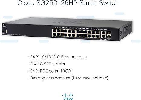 Cisco SG250-26HP-K9-NA Gigabit Ethernet Switch