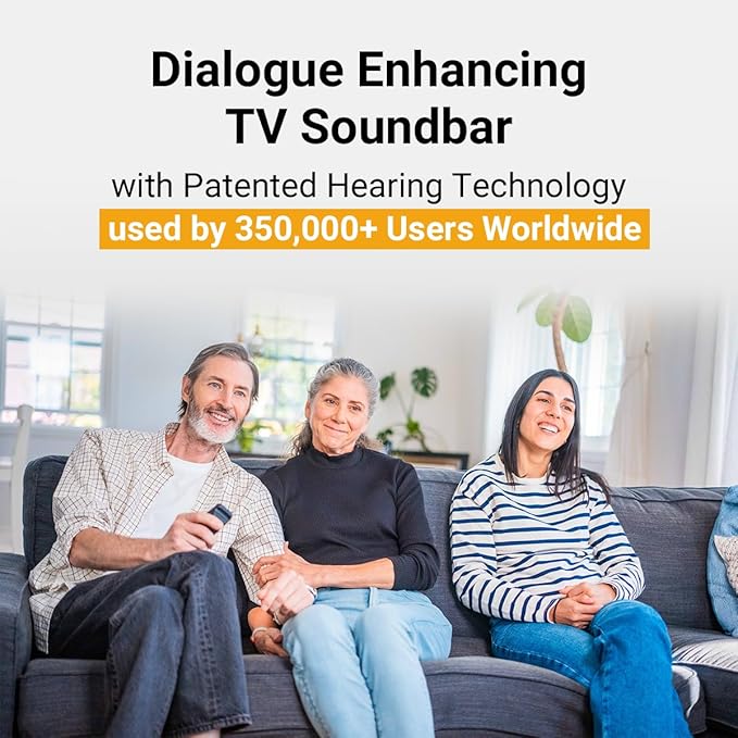 Mirai Speaker Dialogue Enhancing TV Soundbar with Patented Hearing Technology - Designed for Hard of Hearing, Elderly and Family